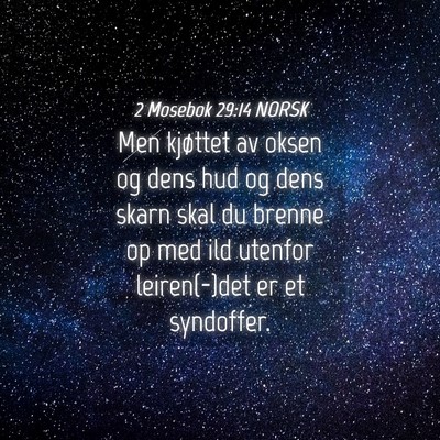 Picture 04 - 2 Mosebok 29:14 NORSK - Men kjøttet av oksen og dens hud og dens skarn - Bible Verse Picture