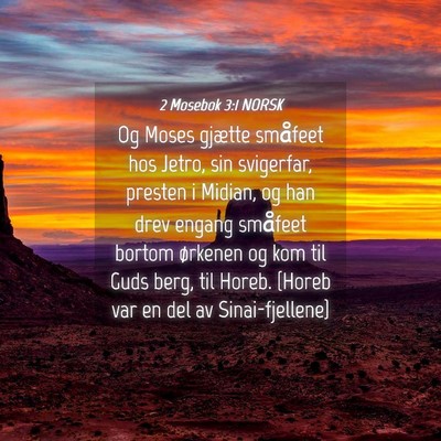 Picture 04 - 2 Mosebok 3:1 NORSK - Og Moses gjætte småfeet hos Jetro, sin - Bible Verse Picture