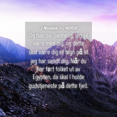 Picture 04 - 2 Mosebok 3:12 NORSK - Og han sa: Sannelig, jeg vil være med dig, og - Bible Verse Picture