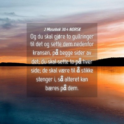 Picture 04 - 2 Mosebok 30:4 NORSK - Og du skal gjøre to gullringer til det og sette - Bible Verse Picture