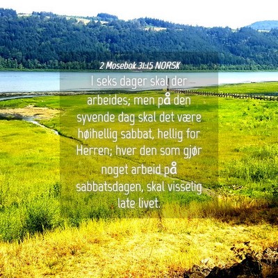 Picture 04 - 2 Mosebok 31:15 NORSK - I seks dager skal der arbeides; men på den - Bible Verse Picture