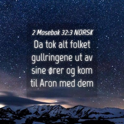 Picture 04 - 2 Mosebok 32:3 NORSK - Da tok alt folket gullringene ut av sine ører og - Bible Verse Picture