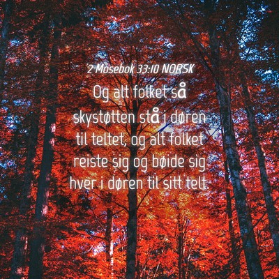 Picture 04 - 2 Mosebok 33:10 NORSK - Og alt folket så skystøtten stå i døren til - Bible Verse Picture
