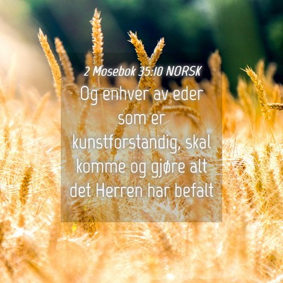Picture 04 - 2 Mosebok 35:10 NORSK - Og enhver av eder som er kunstforstandig, skal - Bible Verse Picture