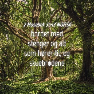 Picture 04 - 2 Mosebok 35:13 NORSK - bordet med stenger og alt som hører til, og - Bible Verse Picture