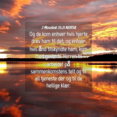 Picture 04 - 2 Mosebok 35:21 NORSK - Og de kom enhver hvis hjerte drev ham til det; og - Bible Verse Picture