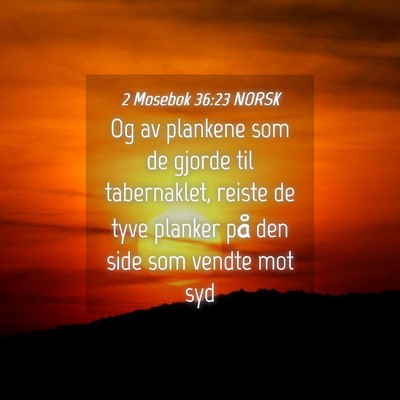 Picture 04 - 2 Mosebok 36:23 NORSK - Og av plankene som de gjorde til tabernaklet, - Bible Verse Picture