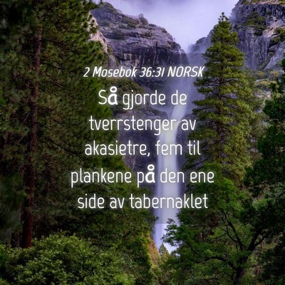 Picture 04 - 2 Mosebok 36:31 NORSK - Så gjorde de tverrstenger av akasietre, fem til - Bible Verse Picture
