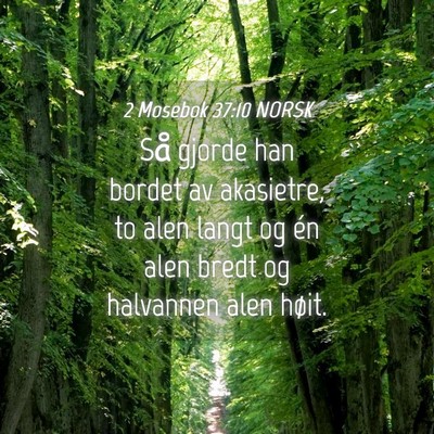 Picture 04 - 2 Mosebok 37:10 NORSK - Så gjorde han bordet av akasietre, to alen langt - Bible Verse Picture
