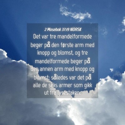 Picture 04 - 2 Mosebok 37:19 NORSK - Det var tre mandelformede beger på den første - Bible Verse Picture