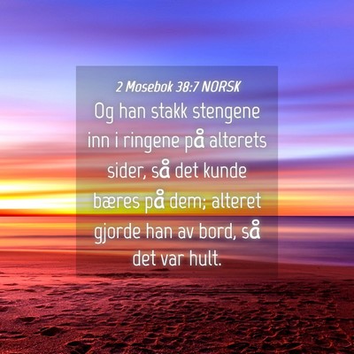 Picture 04 - 2 Mosebok 38:7 NORSK - Og han stakk stengene inn i ringene på alterets - Bible Verse Picture