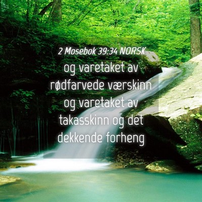 Picture 04 - 2 Mosebok 39:34 NORSK - og varetaket av rødfarvede værskinn og - Bible Verse Picture