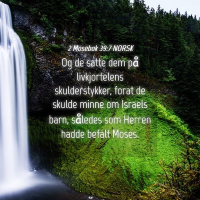 Picture 04 - 2 Mosebok 39:7 NORSK - Og de satte dem på livkjortelens skulderstykker, - Bible Verse Picture