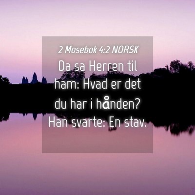Picture 04 - 2 Mosebok 4:2 NORSK - Da sa Herren til ham: Hvad er det du har i - Bible Verse Picture