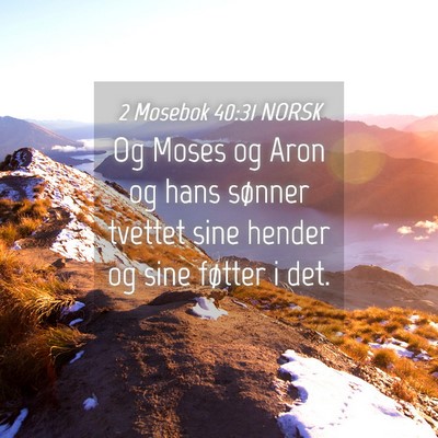 Picture 04 - 2 Mosebok 40:31 NORSK - Og Moses og Aron og hans sønner tvettet sine - Bible Verse Picture