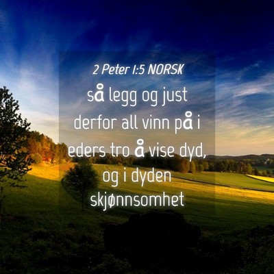Picture 04 - 2 Peter 1:5 NORSK - så legg og just derfor all vinn på i eders tro - Bible Verse Picture