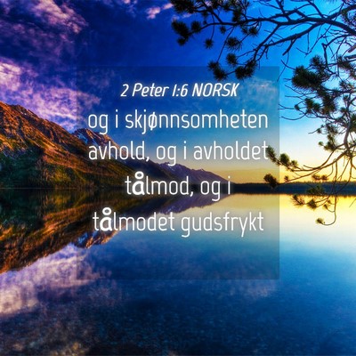 Picture 04 - 2 Peter 1:6 NORSK - og i skjønnsomheten avhold, og i avholdet - Bible Verse Picture