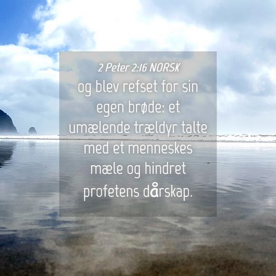 Picture 04 - 2 Peter 2:16 NORSK - og blev refset for sin egen brøde: et umælende - Bible Verse Picture