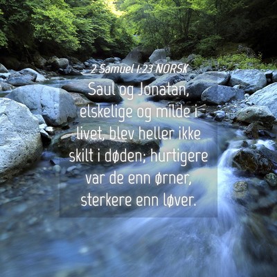 Picture 04 - 2 Samuel 1:23 NORSK - Saul og Jonatan, elskelige og milde i livet, blev - Bible Verse Picture