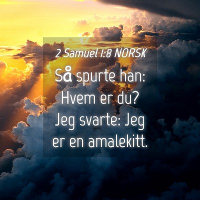 Picture 04 - 2 Samuel 1:8 NORSK - Så spurte han: Hvem er du? Jeg svarte: Jeg er en - Bible Verse Picture