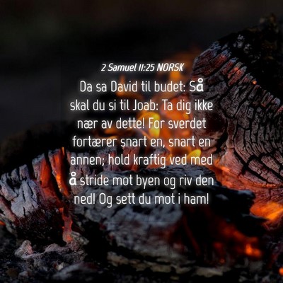 Picture 04 - 2 Samuel 11:25 NORSK - Da sa David til budet: Så skal du si til Joab: - Bible Verse Picture