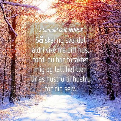 Picture 04 - 2 Samuel 12:10 NORSK - Så skal nu sverdet aldri vike fra ditt hus, - Bible Verse Picture