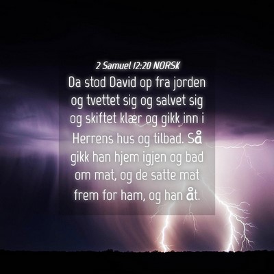 Picture 04 - 2 Samuel 12:20 NORSK - Da stod David op fra jorden og tvettet sig og - Bible Verse Picture