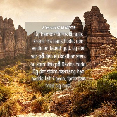 Picture 04 - 2 Samuel 12:30 NORSK - Og han tok deres konges krone fra hans hode; den - Bible Verse Picture