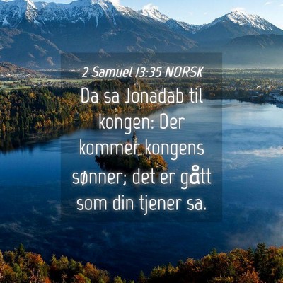 Picture 04 - 2 Samuel 13:35 NORSK - Da sa Jonadab til kongen: Der kommer kongens - Bible Verse Picture