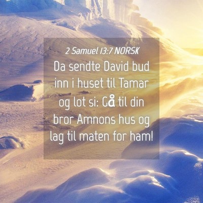 Picture 04 - 2 Samuel 13:7 NORSK - Da sendte David bud inn i huset til Tamar og lot - Bible Verse Picture