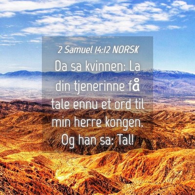 Picture 04 - 2 Samuel 14:12 NORSK - Da sa kvinnen: La din tjenerinne få tale ennu et - Bible Verse Picture