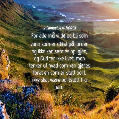 Picture 04 - 2 Samuel 14:14 NORSK - For alle må vi dø og bli som vann som er utøst - Bible Verse Picture