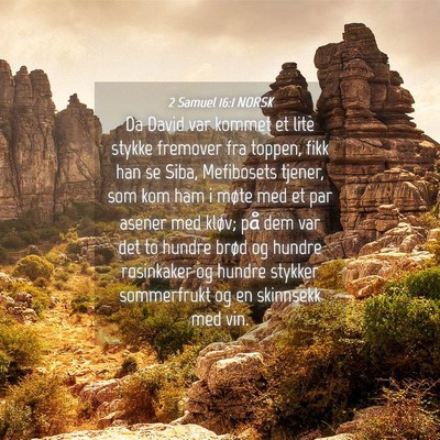 Picture 04 - 2 Samuel 16:1 NORSK - Da David var kommet et lite stykke fremover fra - Bible Verse Picture