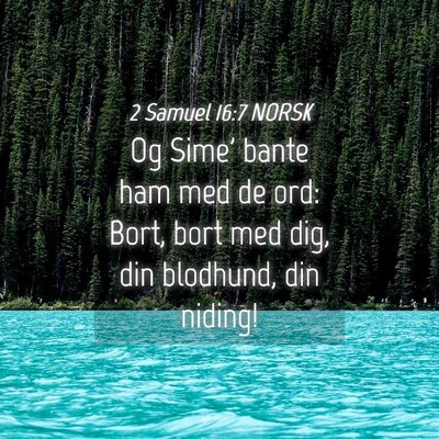 Picture 04 - 2 Samuel 16:7 NORSK - Og Sime' bante ham med de ord: Bort, bort med - Bible Verse Picture