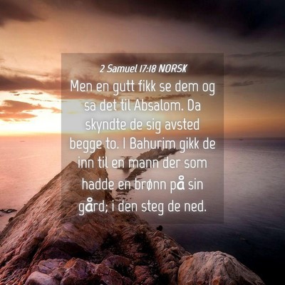 Picture 04 - 2 Samuel 17:18 NORSK - Men en gutt fikk se dem og sa det til Absalom. Da - Bible Verse Picture