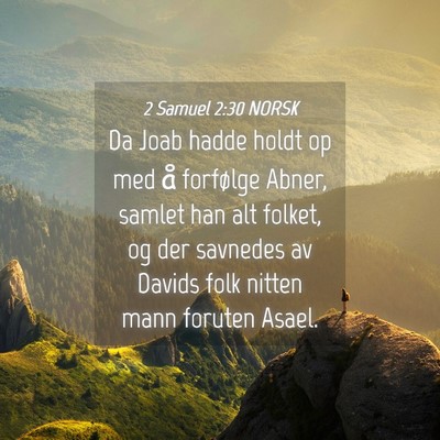 Picture 04 - 2 Samuel 2:30 NORSK - Da Joab hadde holdt op med å forfølge Abner, - Bible Verse Picture