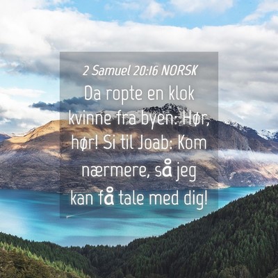 Picture 04 - 2 Samuel 20:16 NORSK - Da ropte en klok kvinne fra byen: Hør, hør! Si - Bible Verse Picture