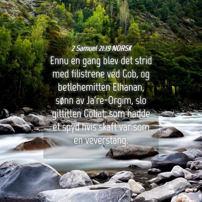 Picture 04 - 2 Samuel 21:19 NORSK - Ennu en gang blev det strid med filistrene ved - Bible Verse Picture