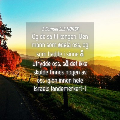 Picture 04 - 2 Samuel 21:5 NORSK - Og de sa til kongen: Den mann som ødela oss, og - Bible Verse Picture