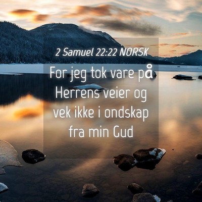 Picture 04 - 2 Samuel 22:22 NORSK - For jeg tok vare på Herrens veier og vek ikke i - Bible Verse Picture