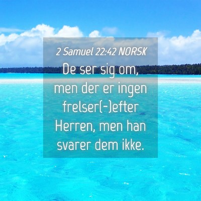 Picture 04 - 2 Samuel 22:42 NORSK - De ser sig om, men der er ingen frelser(-)efter - Bible Verse Picture