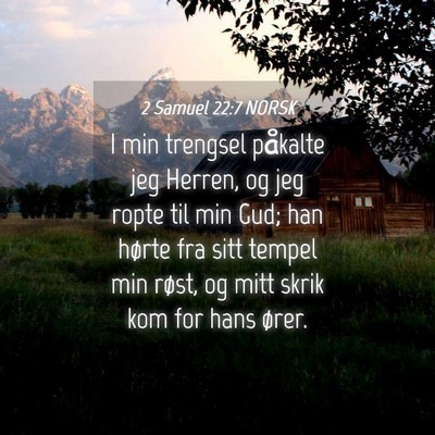 Picture 04 - 2 Samuel 22:7 NORSK - I min trengsel påkalte jeg Herren, og jeg ropte - Bible Verse Picture