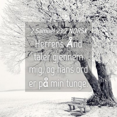Picture 04 - 2 Samuel 23:2 NORSK - Herrens Ånd taler gjennem mig, og hans ord er - Bible Verse Picture