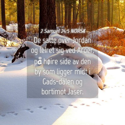 Picture 04 - 2 Samuel 24:5 NORSK - De satte over Jordan og leiret sig ved Aroer, på - Bible Verse Picture
