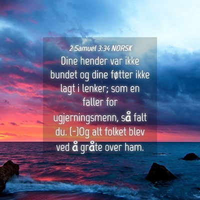 Picture 04 - 2 Samuel 3:34 NORSK - Dine hender var ikke bundet og dine føtter ikke - Bible Verse Picture