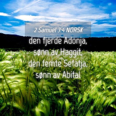 Picture 04 - 2 Samuel 3:4 NORSK - den fjerde Adonja, sønn av Haggit, den femte - Bible Verse Picture