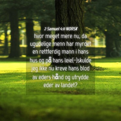 Picture 04 - 2 Samuel 4:11 NORSK - hvor meget mere nu, da ugudelige menn har myrdet - Bible Verse Picture