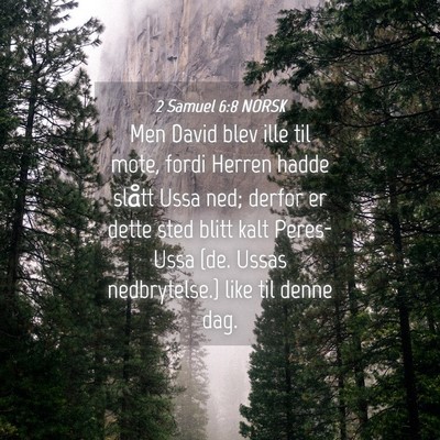 Picture 04 - 2 Samuel 6:8 NORSK - Men David blev ille til mote, fordi Herren hadde - Bible Verse Picture