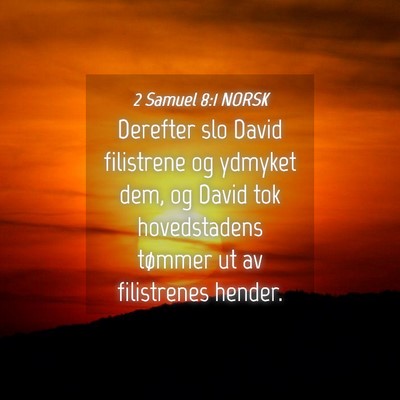 Picture 04 - 2 Samuel 8:1 NORSK - Derefter slo David filistrene og ydmyket dem, og - Bible Verse Picture