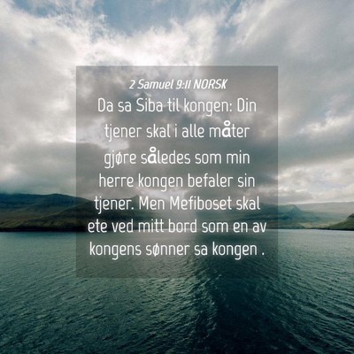 Picture 04 - 2 Samuel 9:11 NORSK - Da sa Siba til kongen: Din tjener skal i alle - Bible Verse Picture